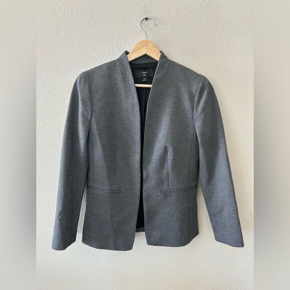 J Crew 365 Going Out Open Front Blazer Jacket in Stretch Twill Grey Size 4 - Picture 2 of 6